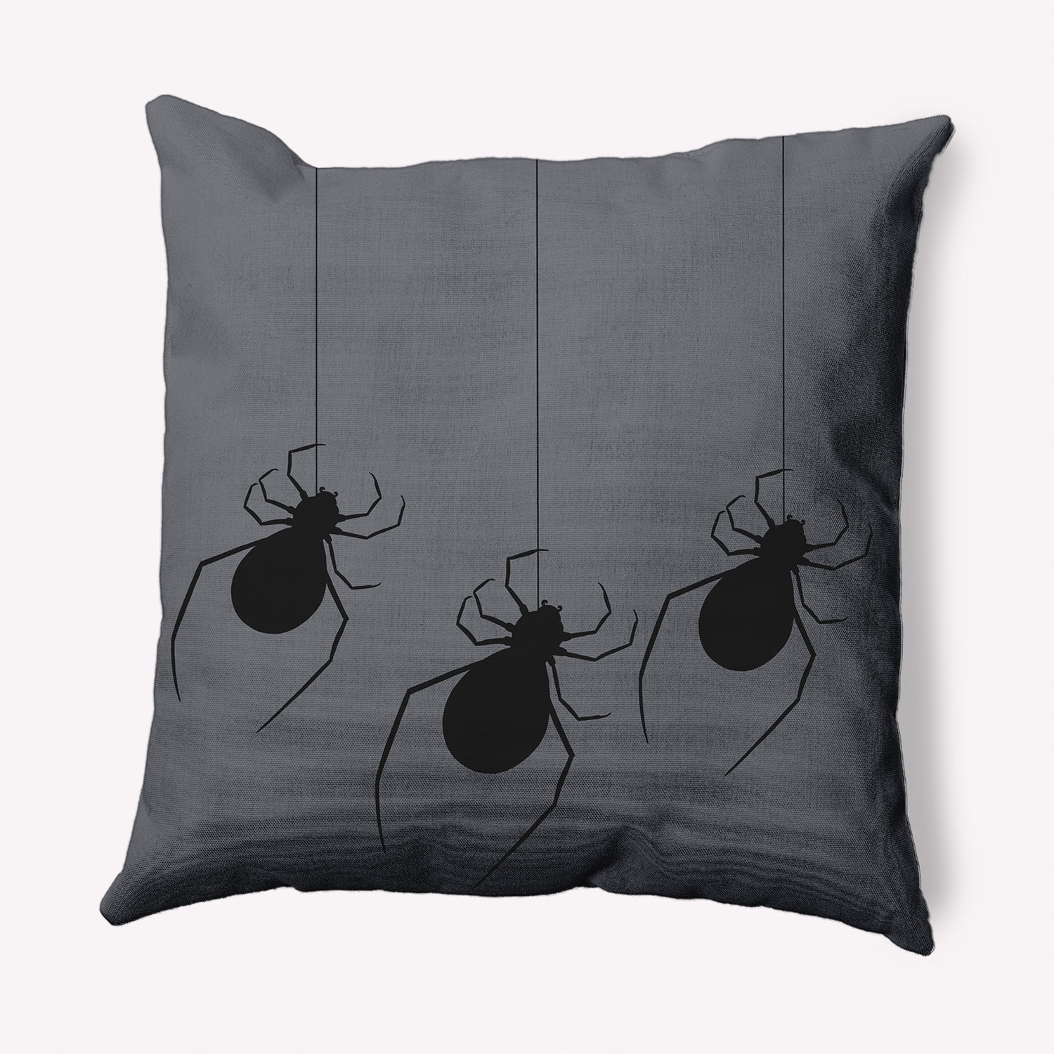 20" x 20" Simply Daisy Hanging Spiders Halloween Polyester Indoor/Outdoor Pillow, Steel Gray Qty 1