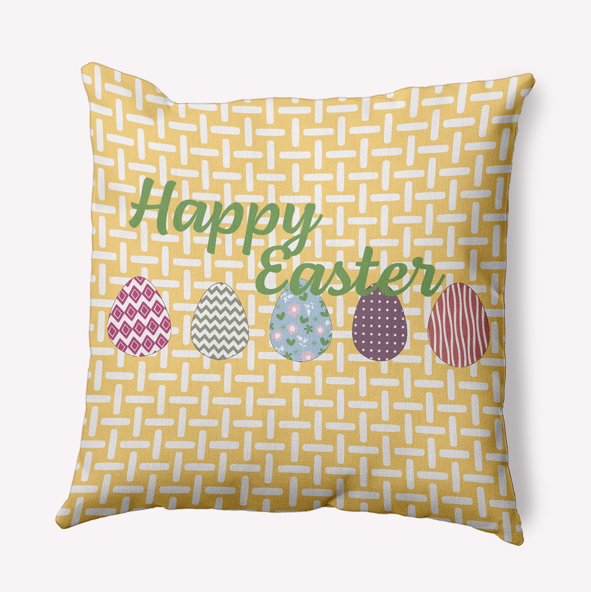 20" x 20" Simply Daisy Happy Easter Indoor/Outdoor Pillow, Daffodil Yellow Qty 1