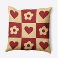 thumbnail image 1 of 20" x 20" Simply Daisy Heart And Flowers Grid Polyester Accent Pillow, Buddah Qty 1, 1 of 3