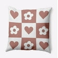 thumbnail image 1 of 20" x 20" Simply Daisy Heart And Flowers Grid Polyester Accent Pillow, Rusty Mauve Qty 1, 1 of 3