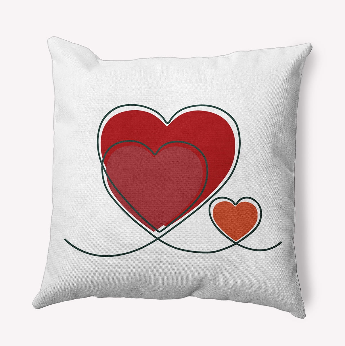 20" x 20" Simply Daisy Hearts With Outlines Polyester Accent Pillow, Buddah Qty 1