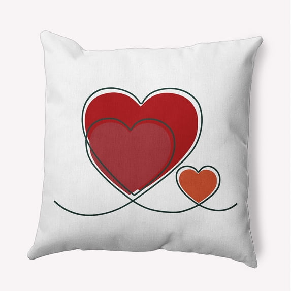 20" x 20" Simply Daisy Hearts With Outlines Polyester Indoor/Outdoor Pillow, Buddah Qty 1