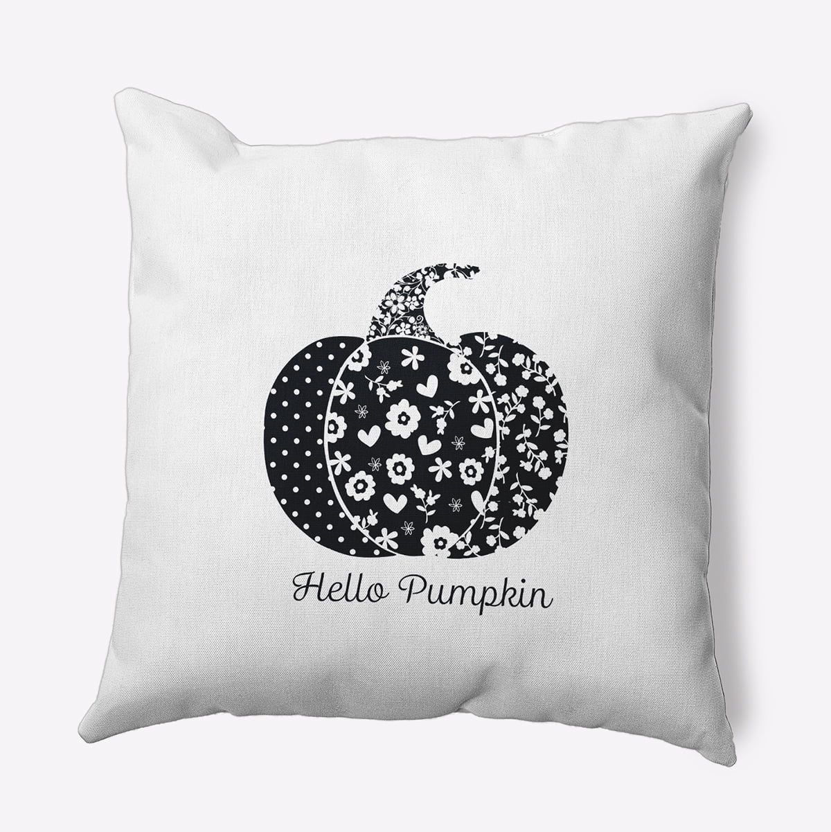 20" x 20" Simply Daisy Hello Pumpkin Polyester Indoor/Outdoor Pillow, Black Qty 1