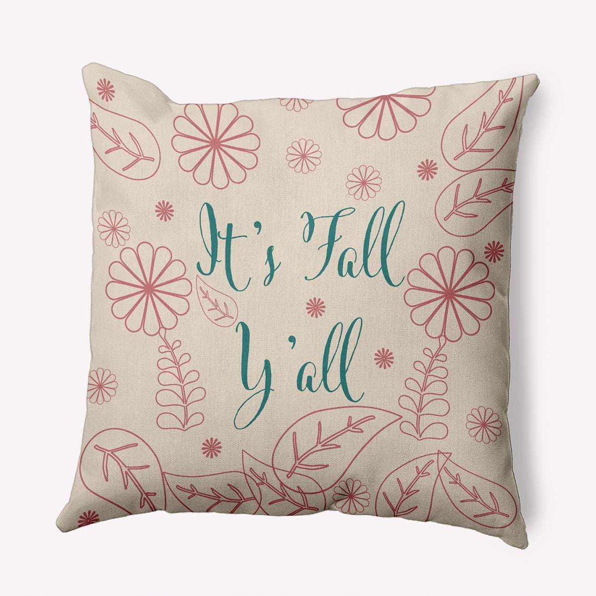 20" x 20" Simply Daisy It's Fall Y'all Polyester Indoor/Outdoor Pillow, Taupe Qty 1