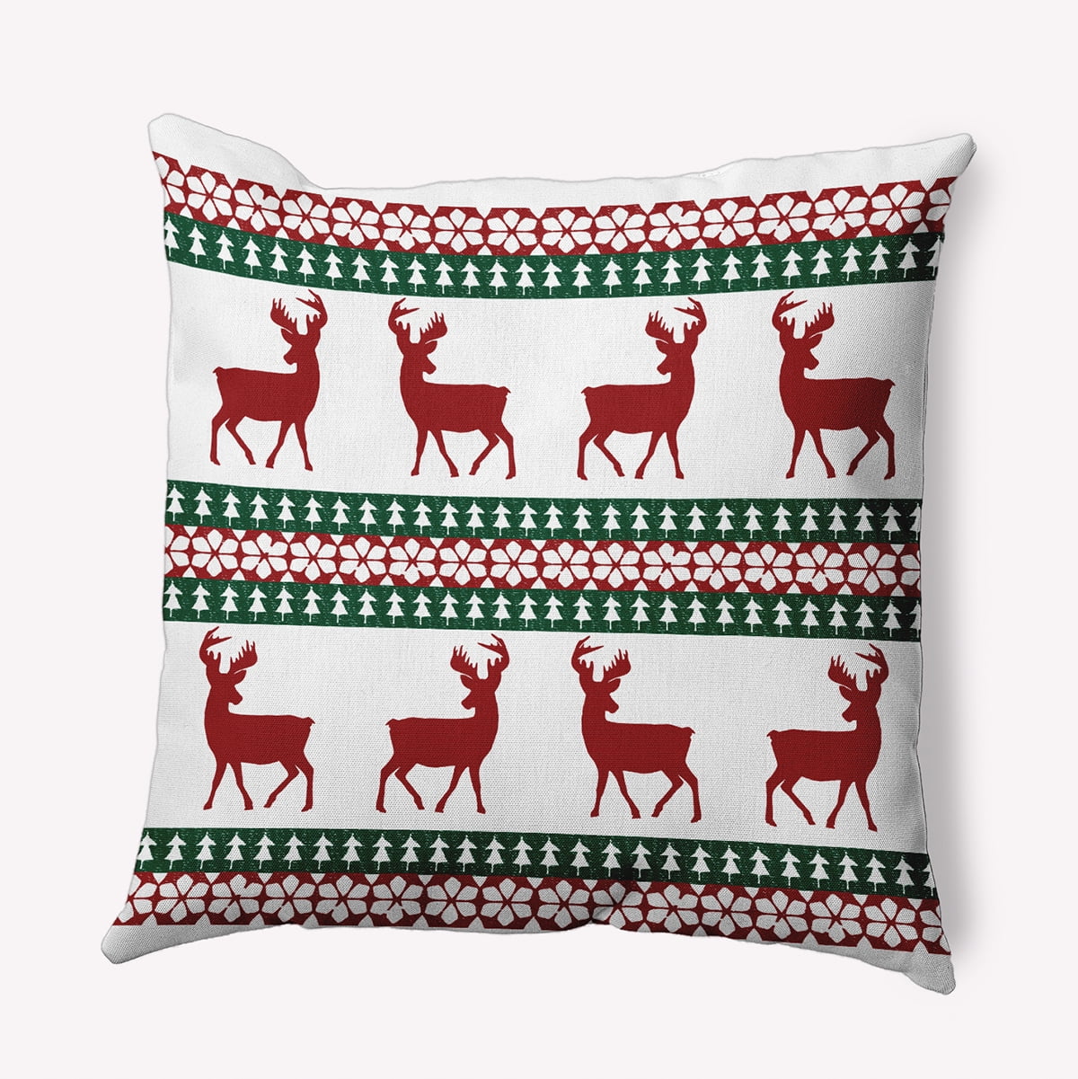 20" x 20" Simply Daisy Lace Reindeer Ensemble Polyester Accent Pillow, Cardinal Red Qty 1