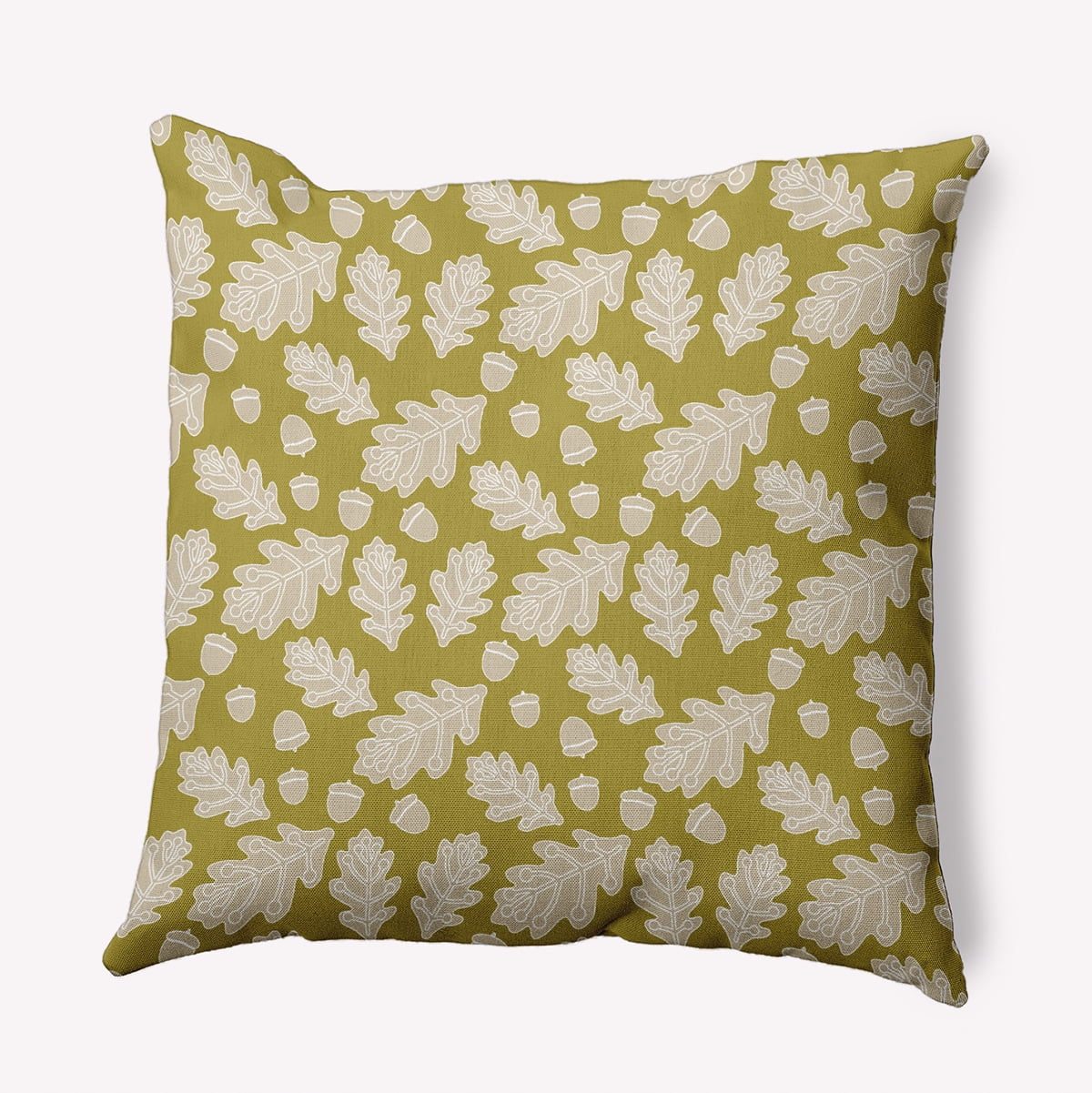 20" x 20" Simply Daisy Leaves and Acorns Polyester Accent Pillow, Muted Gold Qty 1