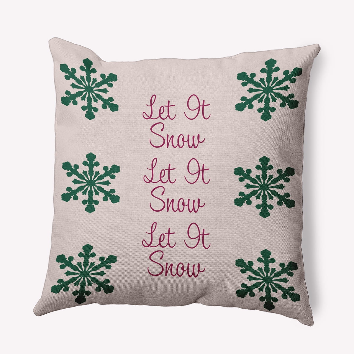 20" x 20" Simply Daisy Let It Snow Polyester Indoor/Outdoor Pillow, Pale Pink Qty 1