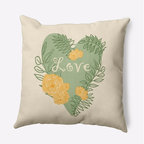 20" x 20" Simply Daisy Love And Roses Polyester Accent Pillow, Fresh Green Qty 1