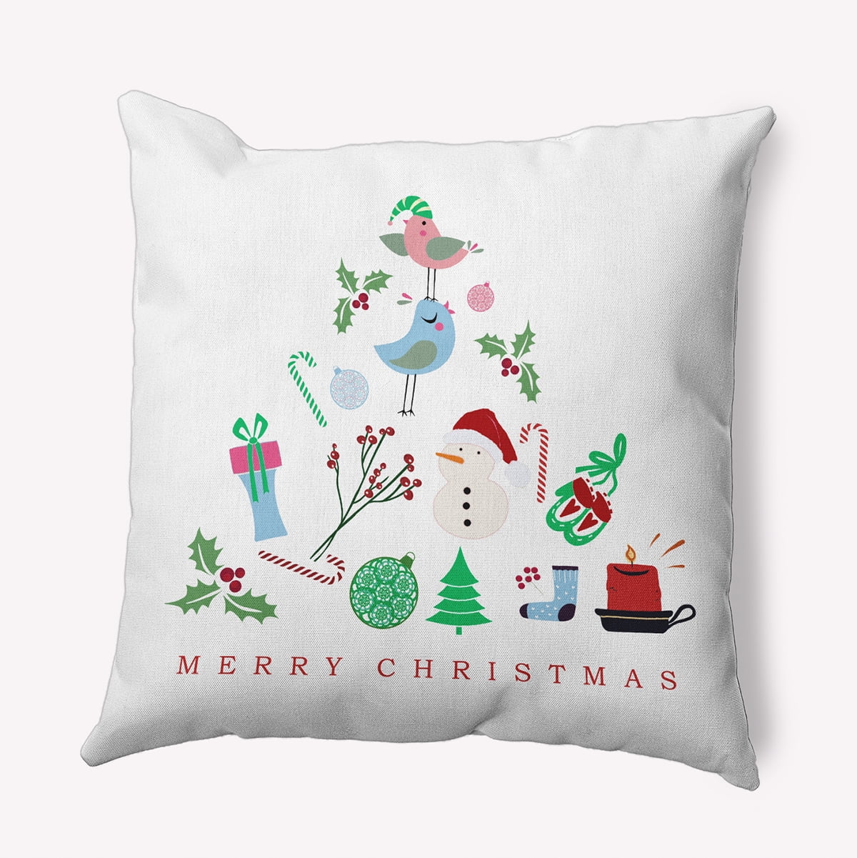 20" x 20" Simply Daisy Merry Christmas Story Polyester Accent Pillow, White Qty 1