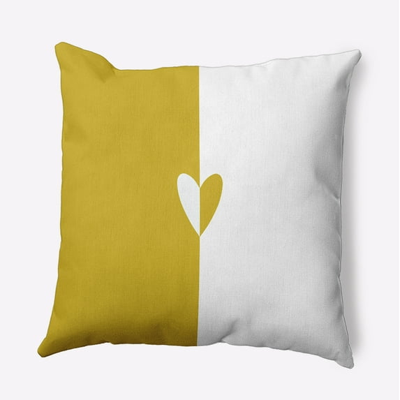 20" x 20" Simply Daisy Modern Heart Polyester Indoor/Outdoor Pillow, Mustard Qty 1