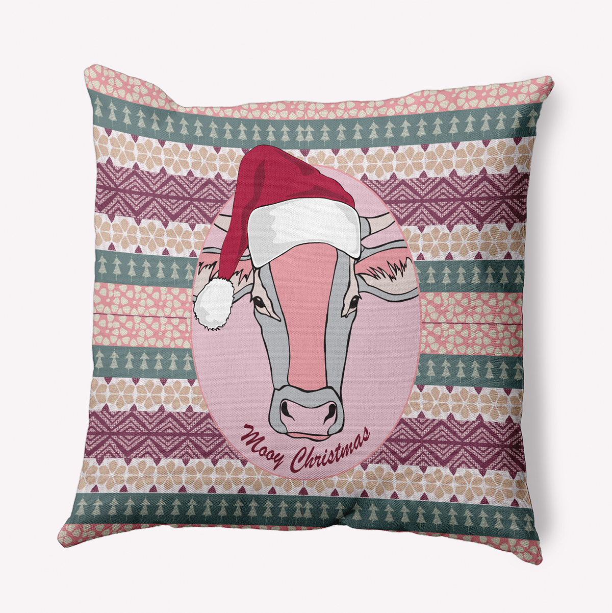 20" x 20" Simply Daisy Mooy Christmas Polyester Accent Pillow, Light Pink Qty 1
