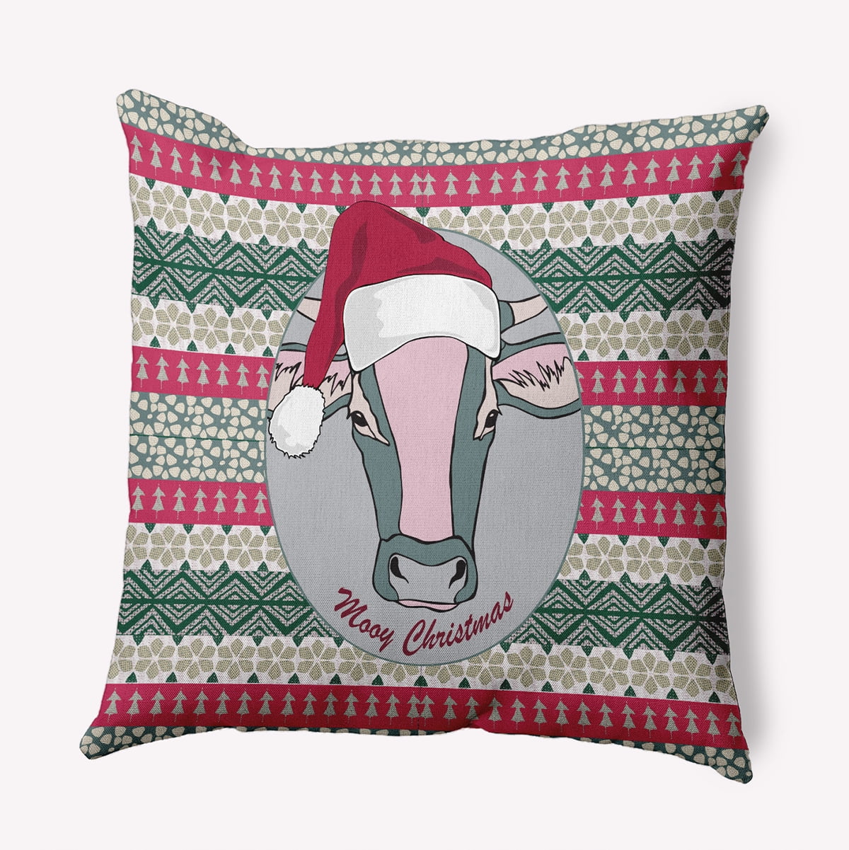 20" x 20" Simply Daisy Mooy Christmas Polyester Indoor/Outdoor Pillow, Cloud Grey Qty 1