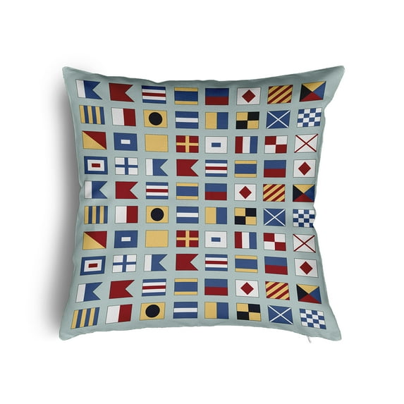 20" x 20" Simply Daisy Nautical Flags Poly Pillow with Zipper, Aqua Qty 1