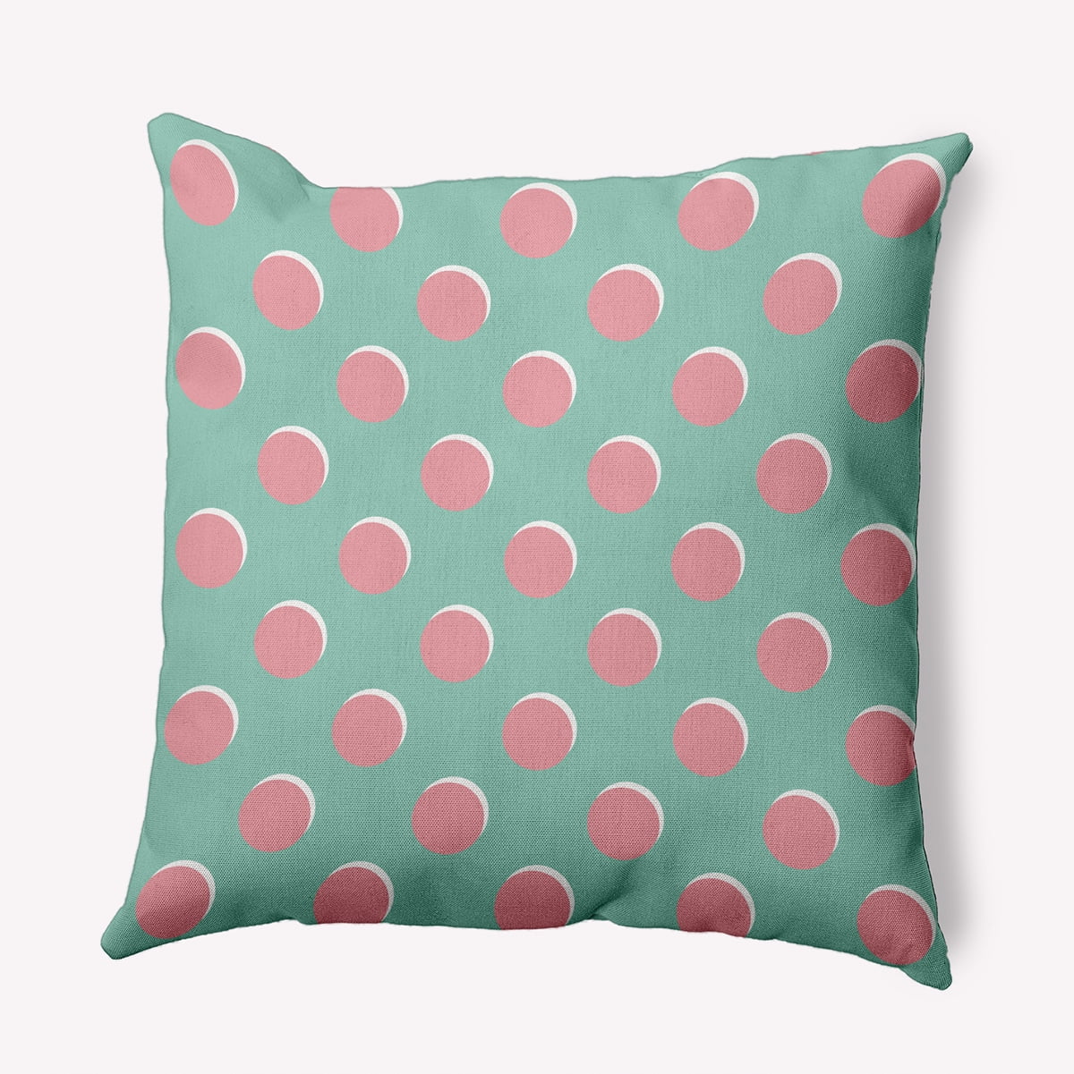 Spring Green and Pink Polka Dots 20" x 20" Polyester Pillow