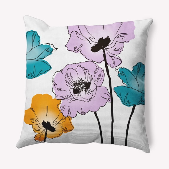 20" x 20" Simply Daisy Popping Poppies Decorative Throw Pillow