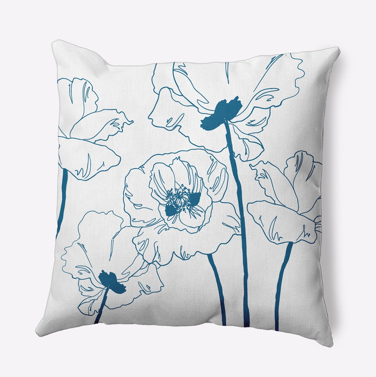 20" x 20" Simply Daisy Popping Poppies Polyester Accent Pillow, Teal Qty 1