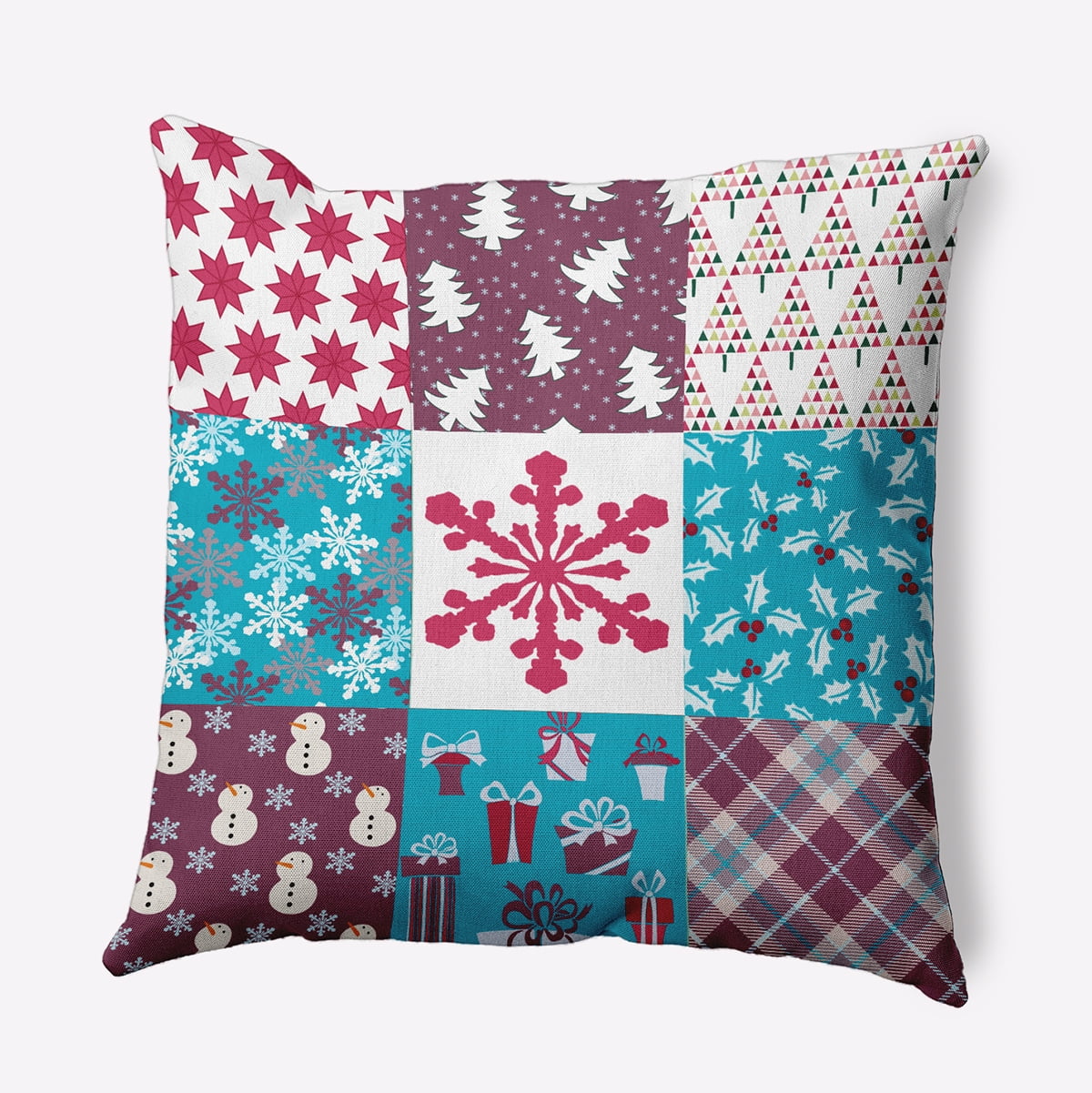 20" x 20" Simply Daisy Quilted Christmas Polyester Indoor/Outdoor Pillow, Turquoise Qty 1