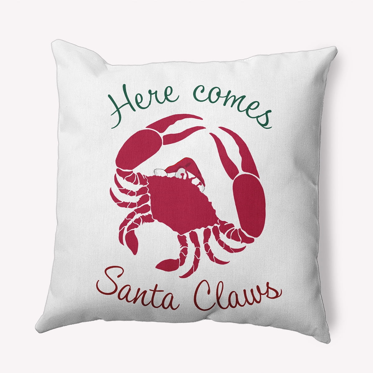 20" x 20" Simply Daisy Santa Claws Crab Polyester Indoor/Outdoor Pillow, Christmas Pink Qty 1