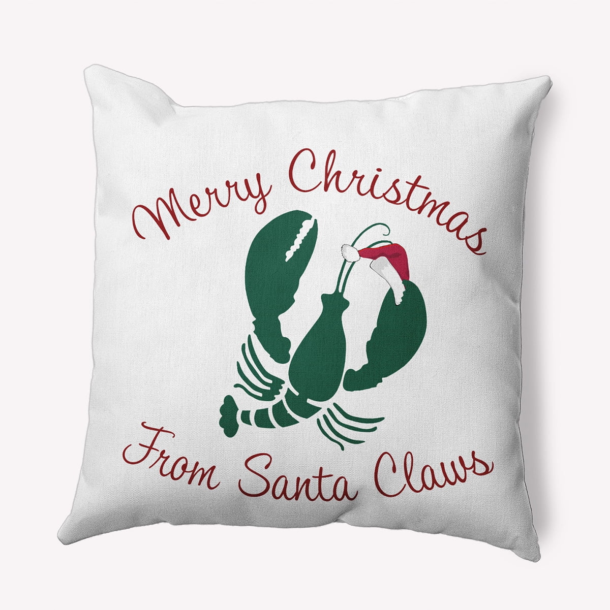 20" x 20" Simply Daisy Santa Claws Lobster Polyester Accent Pillow, Forest Green Qty 1
