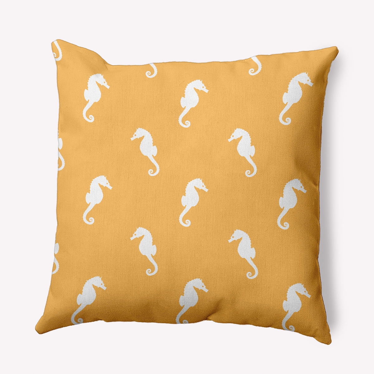 20" x 20" Simply Daisy Sea Horses Indoor/Outdoor Pillow, Egg Yolk Yellow Qty 1