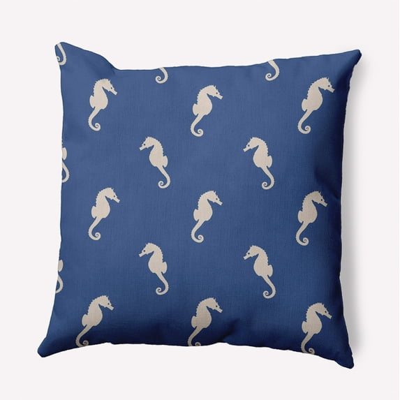 20" x 20" Simply Daisy Sea Horses Indoor/Outdoor Pillow, Nautical Navy Qty 1