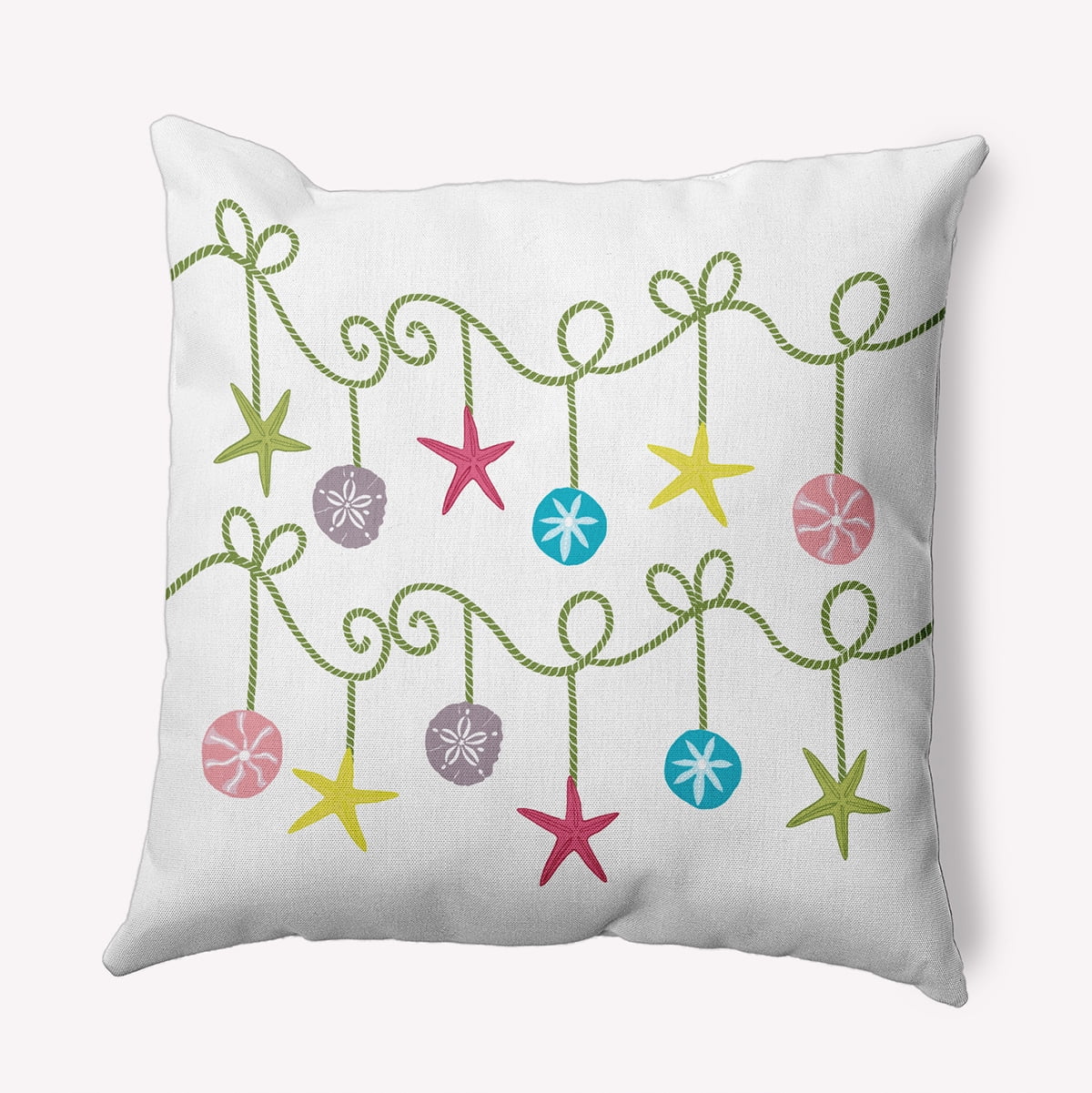 20" x 20" Simply Daisy Sea Ornaments Polyester Accent Pillow, Green Qty 1