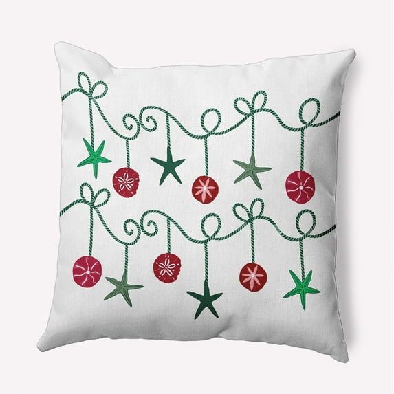 20" x 20" Simply Daisy Sea Ornaments Polyester Indoor/Outdoor Pillow, Forest Green Qty 1
