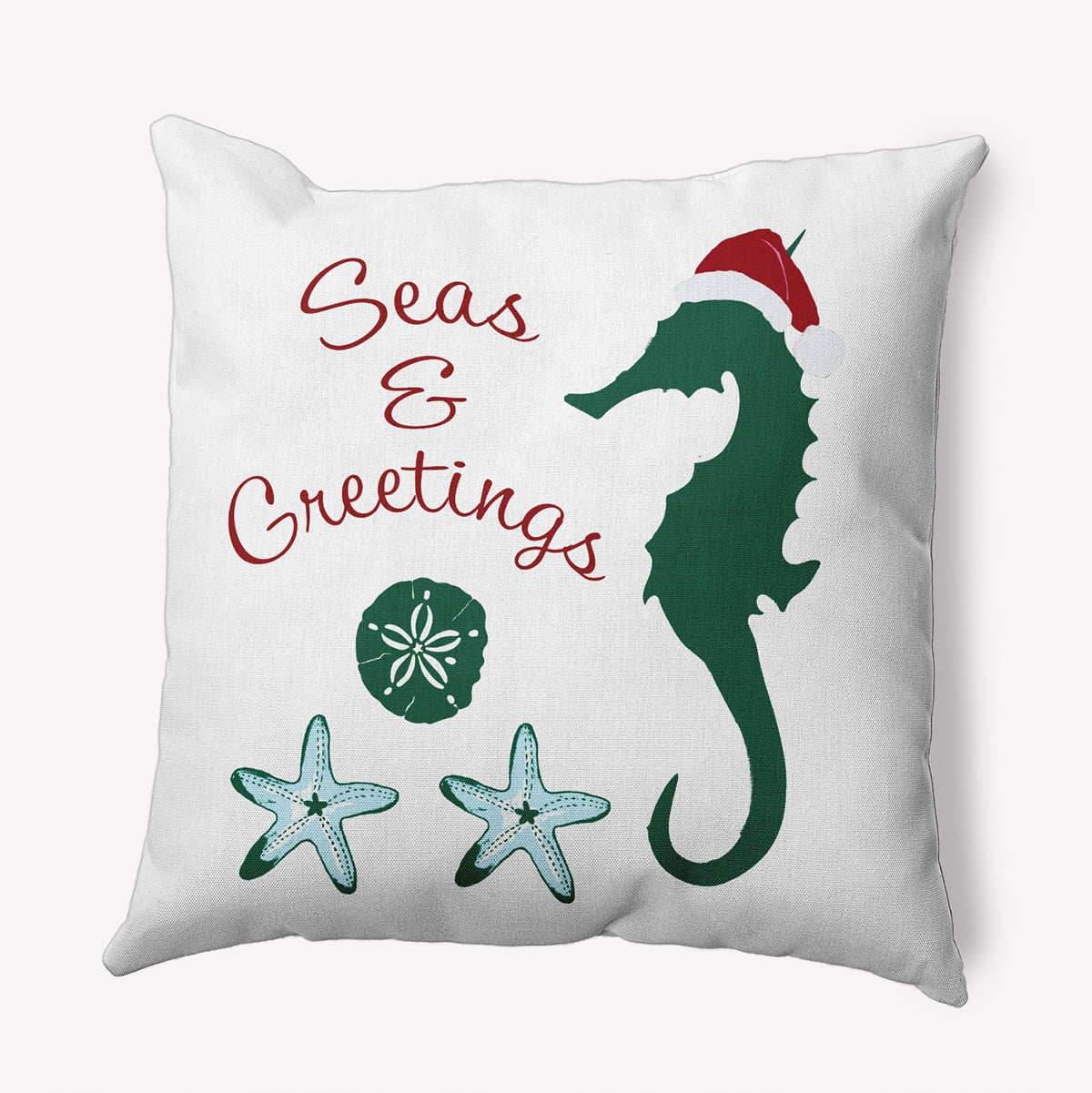 20" x 20" Simply Daisy Seas and Greetings Polyester Indoor/Outdoor Pillow, Forest Green Qty 1