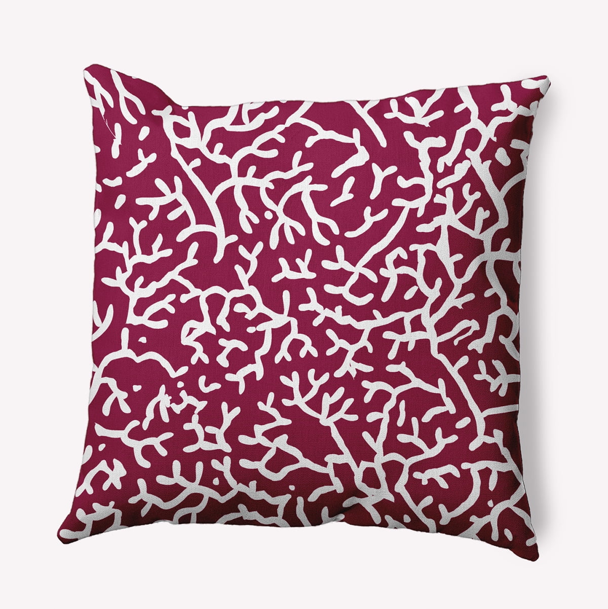 20" x 20" Simply Daisy Seaweed Indoor/Outdoor Pillow, Maroon Red Qty 1