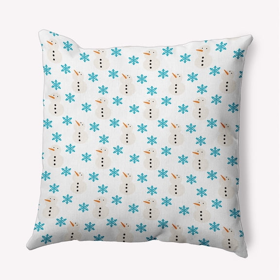 20" x 20" Simply Daisy Snow Men In Snowstorm Polyester Indoor/Outdoor Pillow, Turquoise Qty 1
