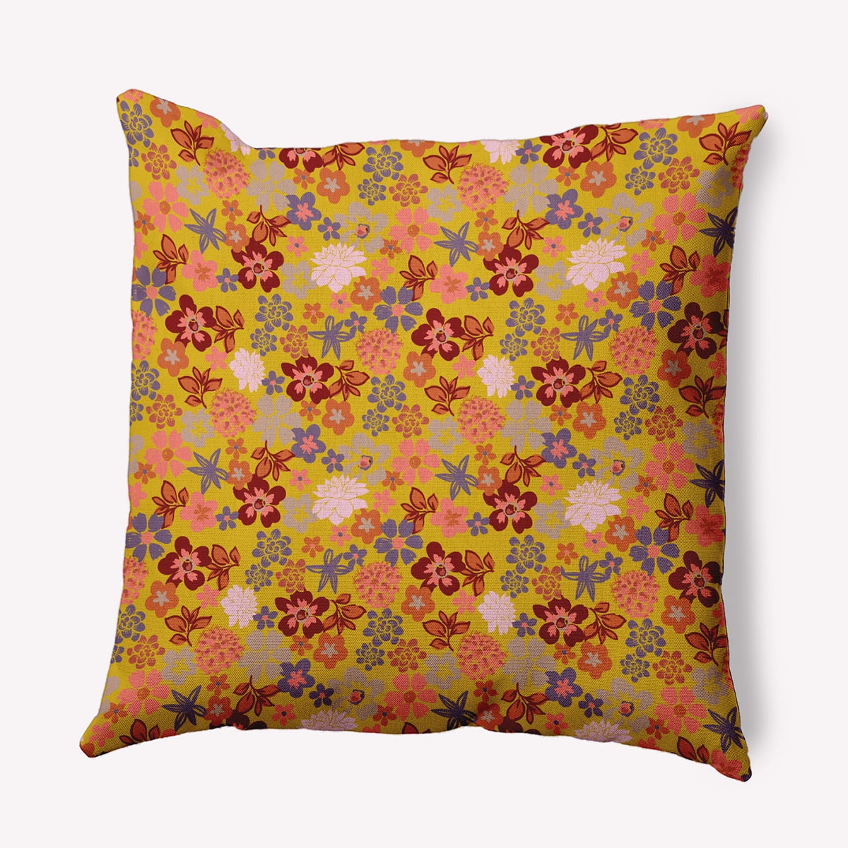 20" x 20" Simply Daisy Succulent Garden Polyester Indoor/Outdoor Pillow, Mustard Qty 1