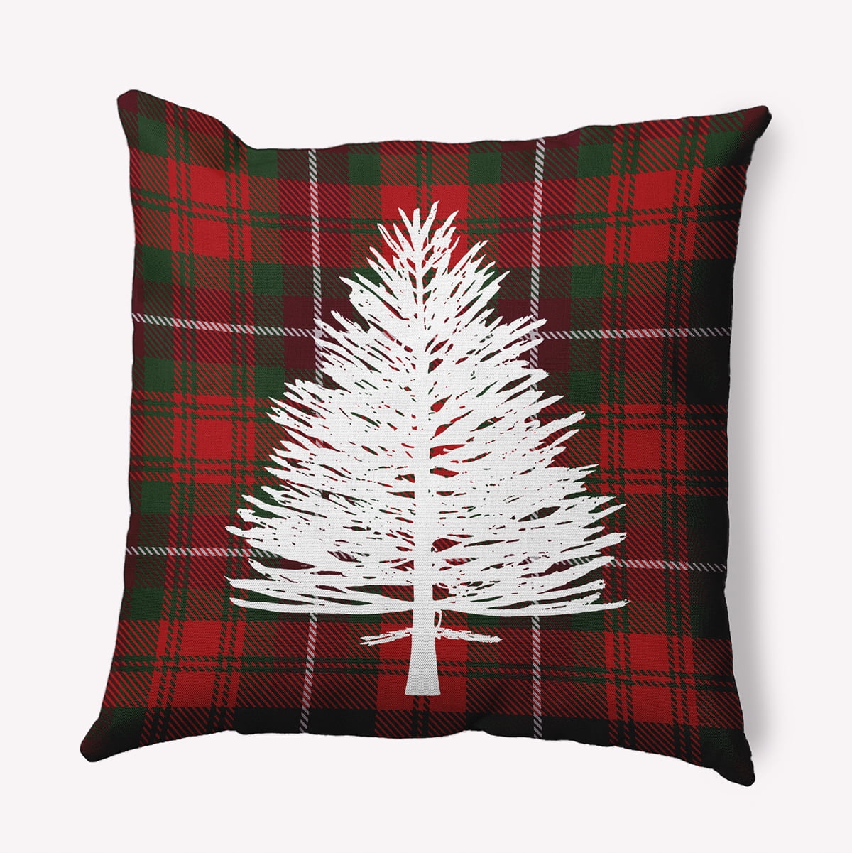 20" x 20" Simply Daisy Tartan Pine Polyester Indoor/Outdoor Pillow, Christmas Burgandy Qty 1