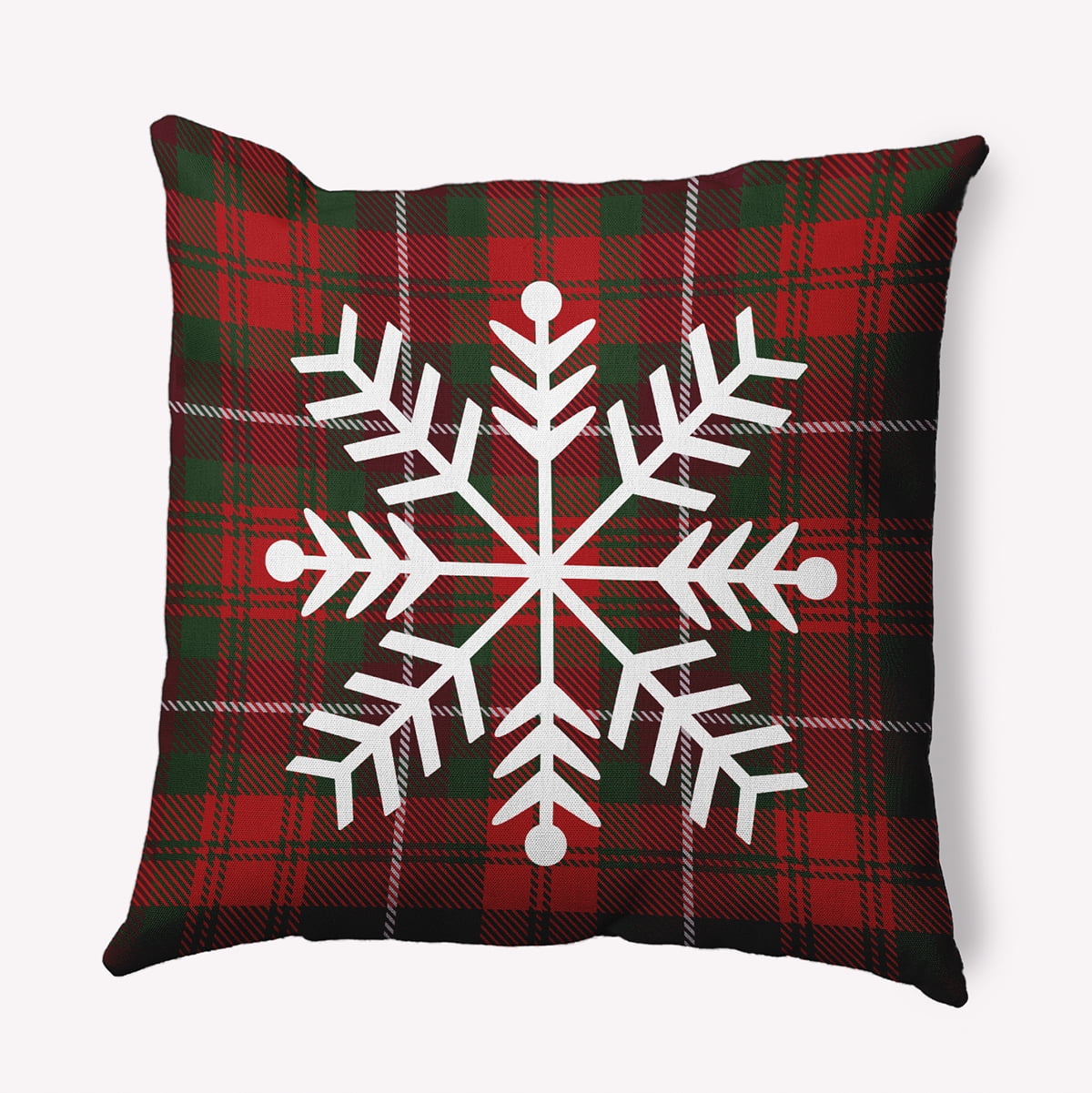 20" x 20" Simply Daisy Tartan Snowflake Polyester Indoor/Outdoor Pillow, Christmas Burgandy Qty 1