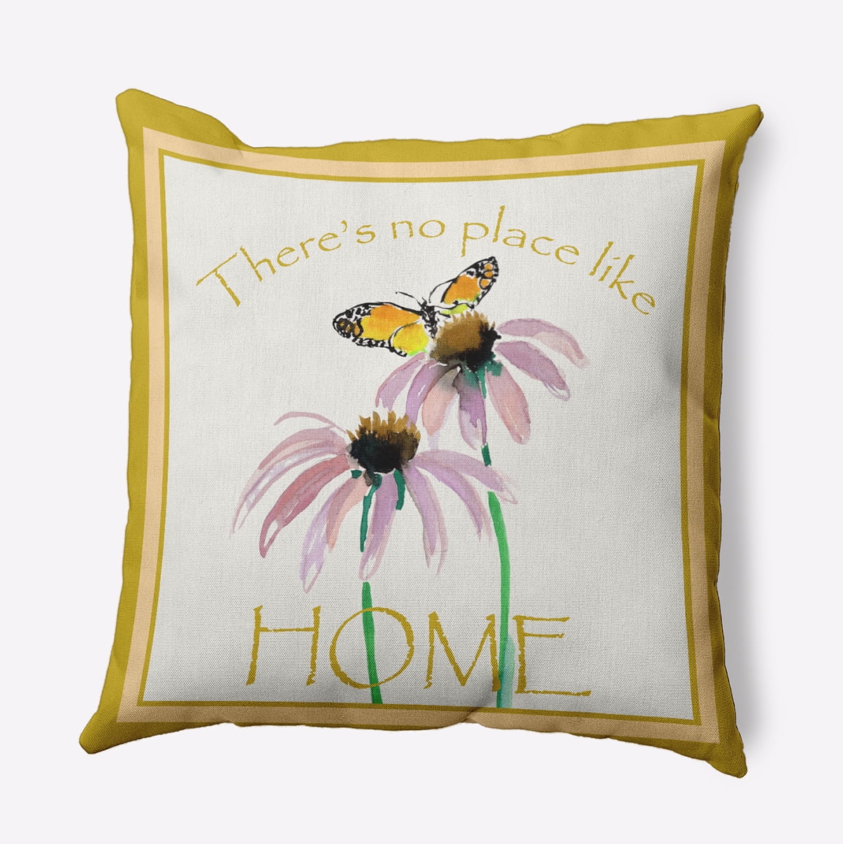 20" x 20" Simply Daisy There's No Place Like Home Polyester Accent Pillow, Mustard Qty 1