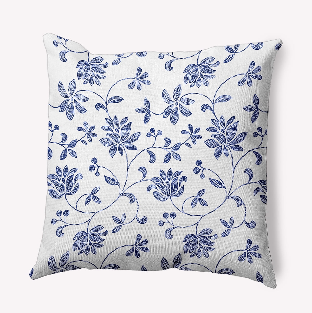 20" x 20" Simply Daisy Traditional Floral Polyester Accent Pillow, Porcelain Blue Qty 1