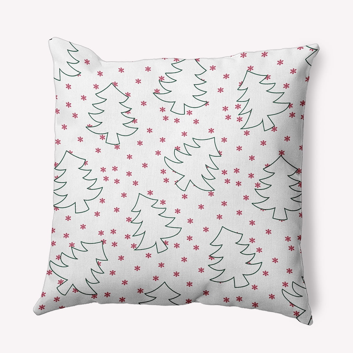 20" x 20" Simply Daisy Tree Outlines Polyester Indoor/Outdoor Pillow, Christmas Pink Qty 1