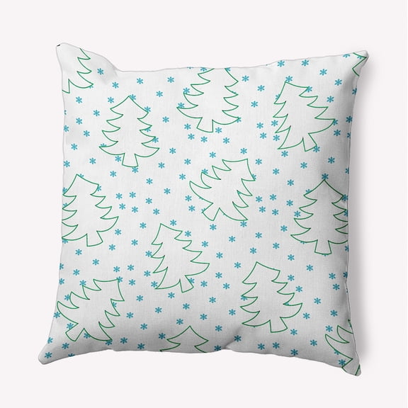 20" x 20" Simply Daisy Tree Outlines Polyester Indoor/Outdoor Pillow, Turquoise Qty 1