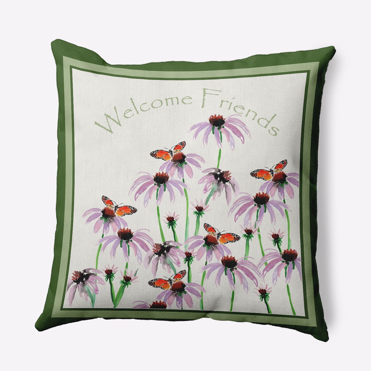 20" x 20" Simply Daisy Welcome Friends Polyester Accent Pillow, Leaf Qty 1