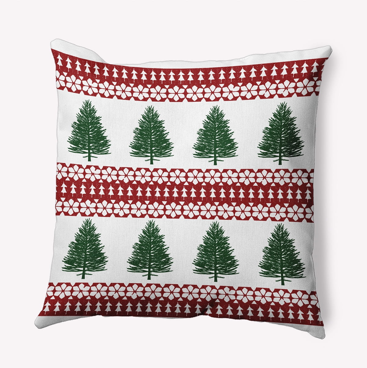 20" x 20" Simply Daisy Winter Lace Forest Polyester Indoor/Outdoor Pillow, Cardinal Red Qty 1