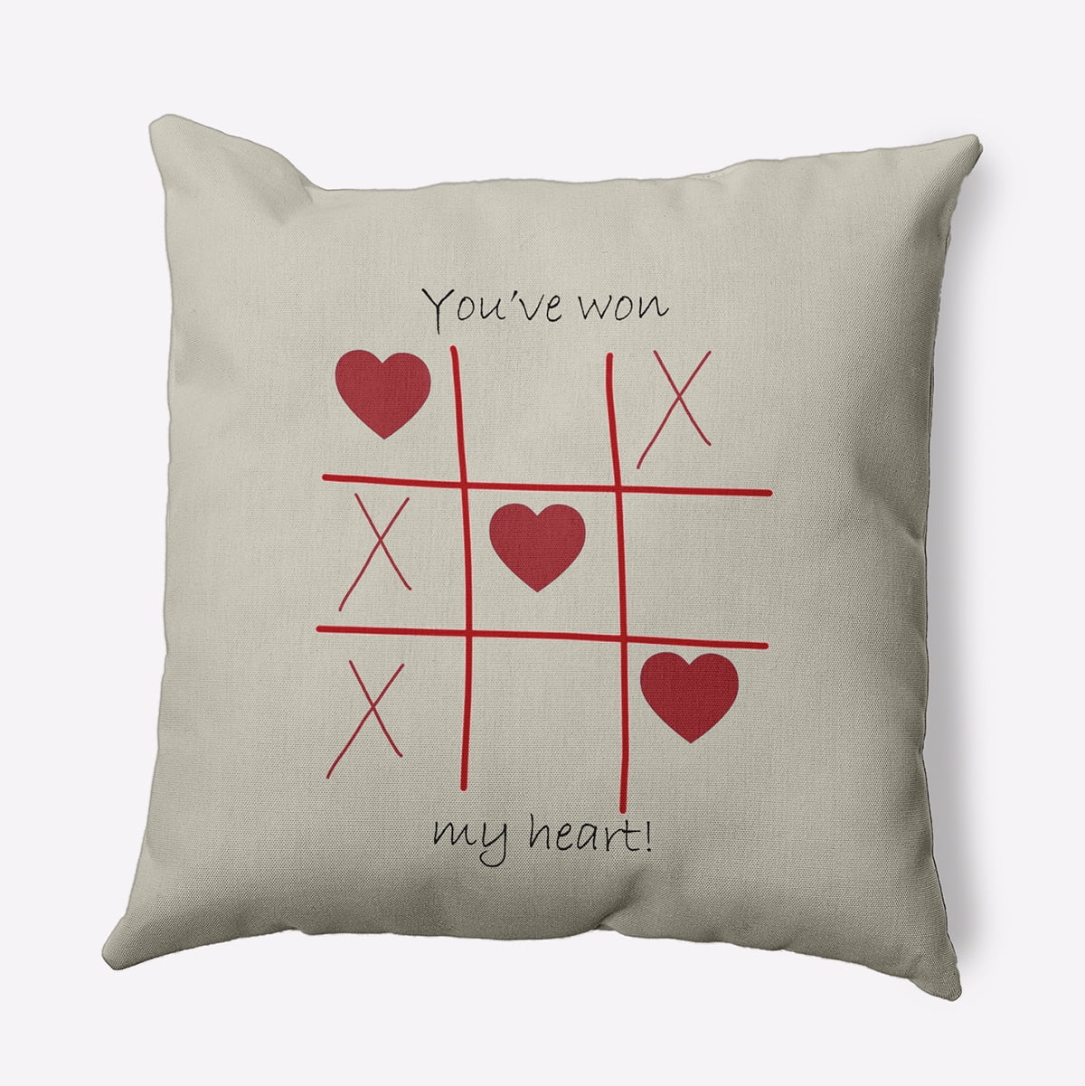 20" x 20" Simply Daisy You've Won My Heart Polyester Indoor/Outdoor Pillow, Oatmeal Qty 1