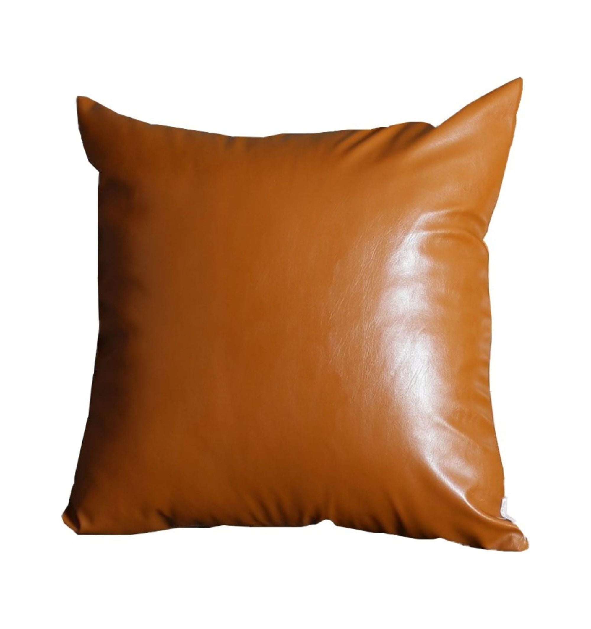 20" x 20" Solid Brown Faux Leather Decorative Pillow Cover