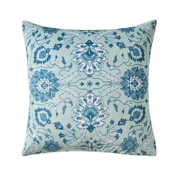 Home Decor Collection 20" x 20" Persian Teal Floral Printed Velvet Decorative Pillow
