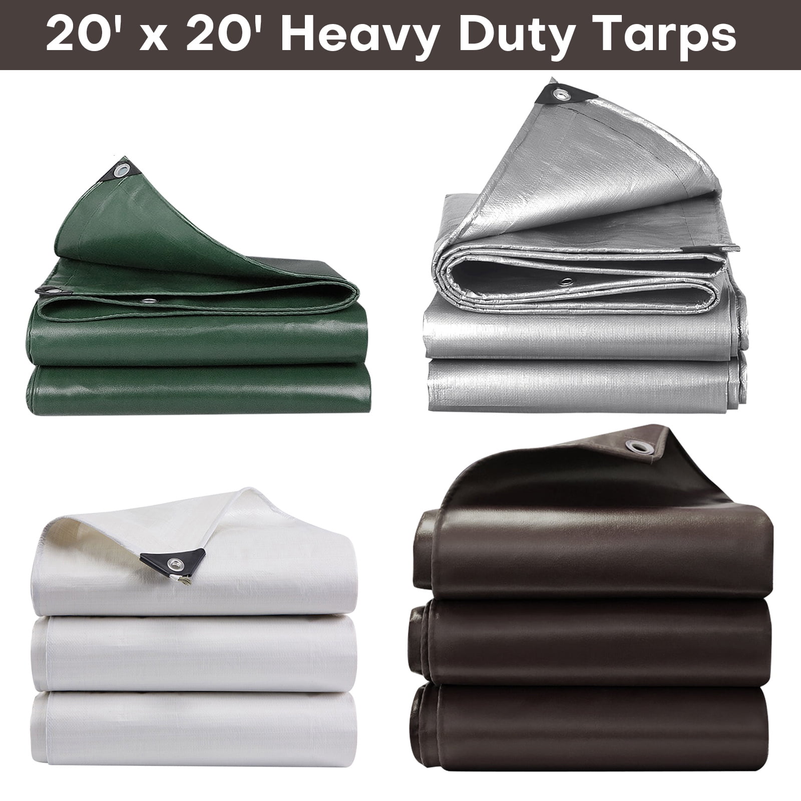 20'x 20' Waterproof Tarp and Cover Tarpaulin with Grommets and