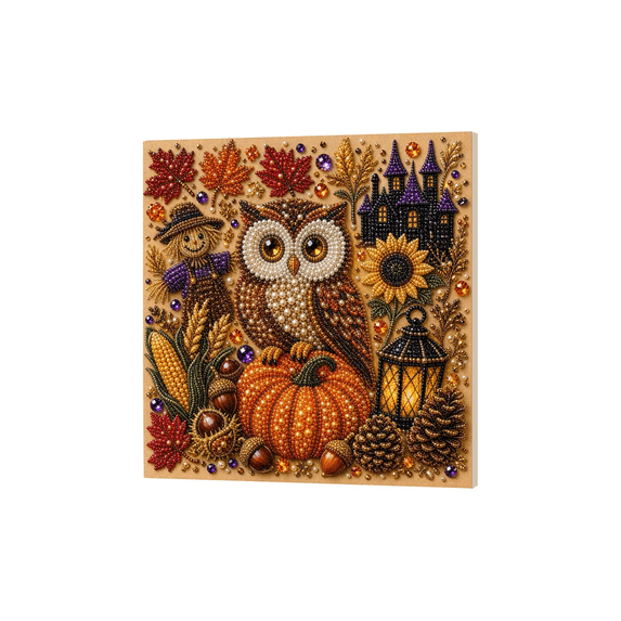 20 x 20 cm Halloween Pearl Art DIY Kit, 3D Bead and Rhinestone Diamond Painting Craft for Adults Beginners, Pumpkin Wall or Table Decor, 1 Set