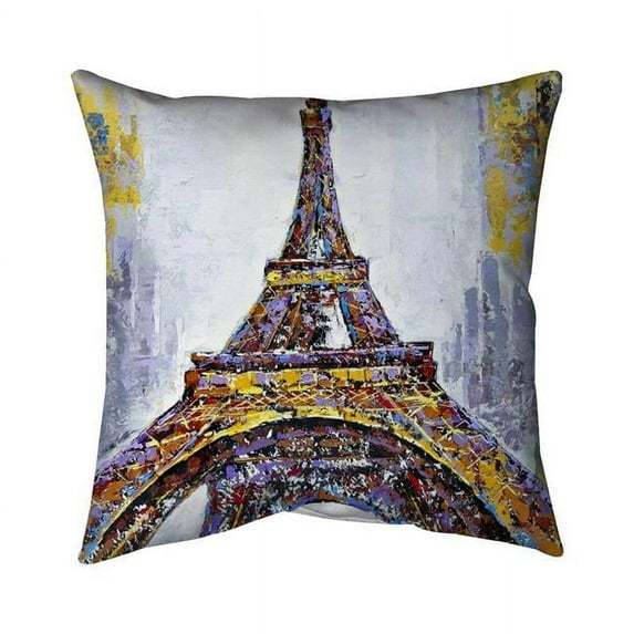 20 x 20 in. Abstract Paint Splash Eiffel Tower-Double Sided Print Indoor Pillow Cover