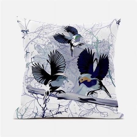 20 x 20 in. Bird Blown Seam Broad Cloth Animal Print Throw Pillow, Black & White