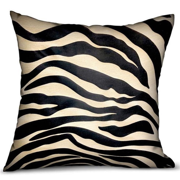 20 x 20 in. Black Zebra Animal Motif Luxury Throw Pillow