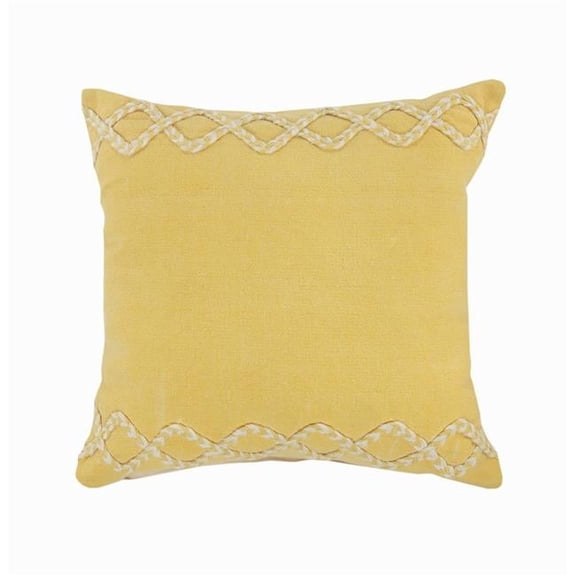 20 x 20 in. Braided Cotton Zippered Pillow, Yellow & White