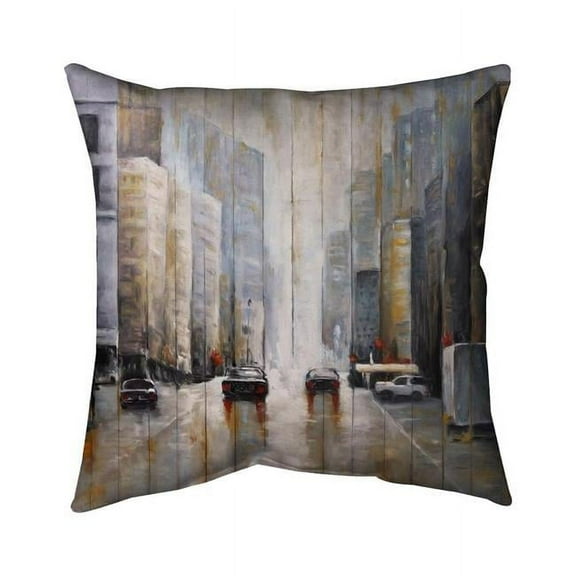 20 x 20 in. Cars in the Morning Rain-Double Sided Print Indoor Pillow