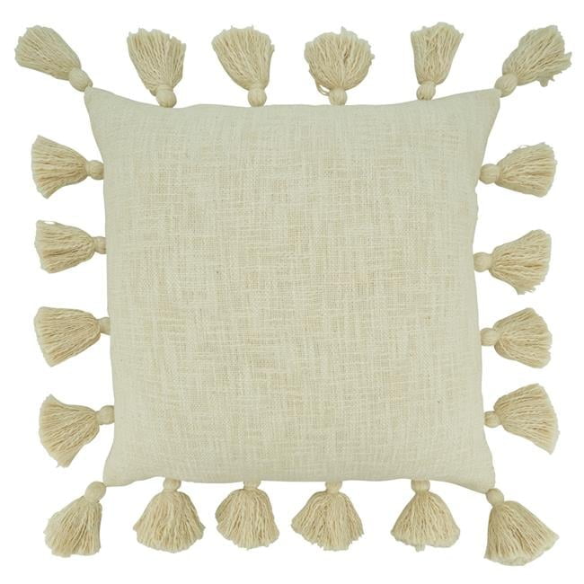 Natural Cotton Chunky Tassel Square Throw Pillow, 20"